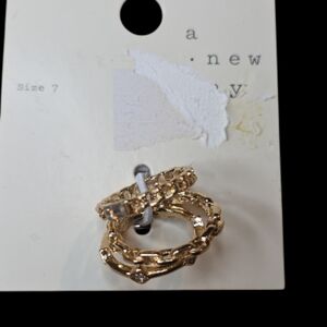 a new day Gold Textured Ring Set